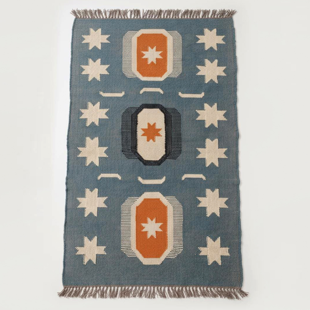 Handcrafted Jute Multicolor Vintage Dhurrie For Living Room